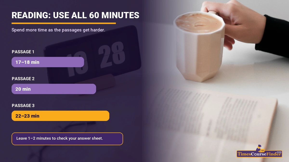 How to split 60 minutes across the three IELTS Reading passages